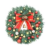 30cm Weihnachtskranz Türkranz Bowknot Weihnachtsdeko Kranz Weihnachtsgirlande mit Kugeln Handarbeit Weihnachten Garland Deko-Kranz, für Hochzeit, Party, Garten,T