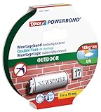 tesa Powerbond Outdoor - Doppelseitiges Montageband für den Außenbereich - Wasserfestes, starkes, UV-beständiges Klebeband - 5 m x 19