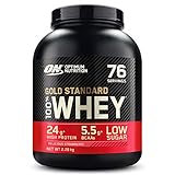 Optimum Nutrition ON Gold Standard Whey Protein Pulver, Eiweißpulver Muskelaufbau mit Glutamin und Aminosäuren, natürlich enthaltene BCAA, Strawberry, 76 Portionen, 2,28kg