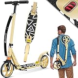 KESSER® Cityroller Scooter 205mm Räder PU Big Wheel - Pro-S Tretroller mit Doppel Federung, City-Roller Scooter klappbar und Höhenverstellbar, Roller Kickscooter für Erwachsene und Kinder (Creme)