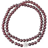 Cosaike Feng Shui Armband Wohlstand Armband Natürlicher Edelstein Armband Granat Kristall Armband 5mm Runde Perlen Armband Lucky Charm Armband Für Frauen Doppelschicht Perlen Armband Kristall,16