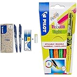 PILOT FriXion Ball, radierbarer Tintenroller, 9er Set (2 blaue FriXion Ball + 6 Ersatzminen + FriXion Radierer) & FriXion Light, Radierbarer Textmarker, 6er S