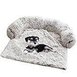 Langes Plüsch-Haustierbett, warm, dick, rutschfest, für kleine, mittelgroße und extra große Hunde, waschbar, orthopädische Hundematte (S,Kaffee-A)