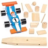 Baker Ross AG769 Rennwagen-Bastelsets aus Holz für Kinder zum Basteln und Dekorieren als Geschenk zum Vatertag (2 Stück), Holzfarben, 17,5 cm, 2 Pack