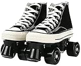 LETIAN Rollschuhe Für Damen,Quad Rollschuhe Für Herren Und Damen Im Freien, Canvas High Top Sneaker Zweireihige Rollschuhe, Ideal Für Anfänger D,36