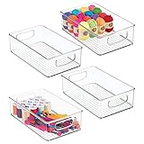 mDesign Aufbewahrungsbox für Bastelbedarf – toller Bastel Organizer mit Griffen – ideale Aufbewahrung für Glasperlen, Moosgummi, Wolle oder Stoffbänder – 4er-Set – durchsichtig