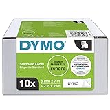 DYMO D1-Etikettenband Authentisch | 9 mm x 7 m | Rolle | schwarzer Druck auf weißem Untergrund | selbstklebendes Schriftband | für LabelManager-Beschriftungsgerät | 10 Etik