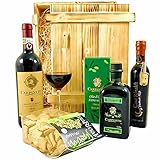 Geschenkset Siena | Italien Geschenkkorb mit Wein, Olivenöl & Holzkiste | Feinkost Präsentkorb mit Rotwein & italienischen Spezialitäten aus der Tosk