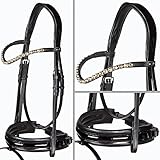 Heinick-Reitsport Trense anatomisch Motion Schwarz Lack breites RH Zaumhaken ~ Warmblut ~ Auswahl (Champagner)