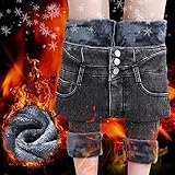 Jeans Damen High Waist Bootcut Straight Thermohose Gefütterte Leggings Damen Winter Warm Gefüttert Fleece Hosen Damen Lang Winterhose Thermostrumpfhose Damen Thermo Fleecehose thermo Legging