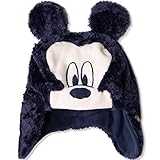 Disney Mickey Mouse Baby Jungen Mädchen Warm Winter Trapper Stil Sherpa Hut mit Charakter Ohren und Bild Winter Handschuhe 0-2 Jahre Gr. 50 cm, navy