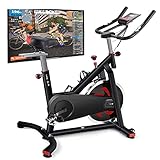 HEKA Heimtrainer Fahrrad, Indoor Hometrainer, Ergometer Fahrrad mit LCD-Monitor, Bequemem Sattel, Verstellbarem Lenker und Sitz, 18kg Schwungrad Spinning Bike, Fitness Fahrrad bis 200kg (Schwarz)