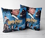 ZMXAWXJ Zierkissen 2 Stück Kissenhülle Sofakissen Dekokissen Kissenhülle Set Kissen Fall für Sofa Auto Schlafzimmer Zuhause Dekor-Harry Potter und der Stein der W