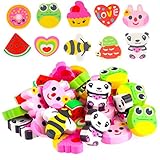 50 Stück Cartoon Radiergummis Mini Bunte Radiergummis Tier Bleistift Radiergummis Süße Radiergummis School Essential Briefpapier für Kinder Partyspiele Preise Schulb