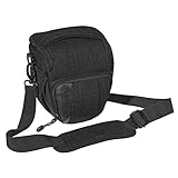 PEDEA DSLR-Kameratasche Fashion Fototasche für Spiegelreflexkameras mit wasserdichtem Regenschutz, Tragegurt und Zubehörfächern (Größe M, schwarz) …