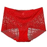 Ainiyo Damen Unterwäsche High Waist Frauen Slips Hipsters Panties Unterhosen Dessous Baumwolle Frauen Neue Heiße Höschen für Frauen Häkeln Spitze Lace-up Panty Sexy Aushöhlen Unterw