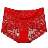 Ainiyo Damen Unterwäsche High Waist Frauen Slips Hipsters Panties Unterhosen Dessous Baumwolle Frauen Neue Heiße Höschen für Frauen Häkeln Spitze Lace-up Panty Sexy Aushöhlen Unterw