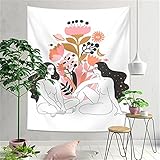YYRAIN Nordische Rosa Blumen-Polyester-Hängetuch Home-Wand-Kunst-Dekoration Wandbehang Multifunktionale Strandtuch Tischdecke 59x52 Inch{W150xH130cm}