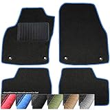 moto-MOLTICO Fußmatten Auto Velours Autoteppiche Schwarz Automatten Set 4-teilig passend für Opel Meriva A 2004-2010 (Blaue - Ziernähte)