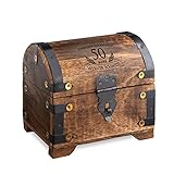 Casa Vivente Schatztruhe mit Gravur – Zum 50. Geburtstag – Personalisiert mit Namen – Aufbewahrungsbox aus dunklem Holz – Verpackung für Geld und Gutscheine – Geschenkidee für Männer und F