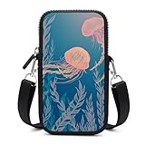 Handytasche, Crossbody mit abnehmbarem Schultergurt, Quallen im Wasser, Fallschutz, Tasche für Handy, Handgelenk, Geldbörse, Lauftasche, Unisex