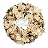 HIAQIMEI Weihnachtsgirlanden 40cm Türkranz Künstliche Fünf Blumen Weihnachtskranz Weihnachtsdek