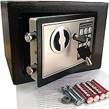 Mini-Safe Digitaler Elektronischer Tresor Sicherheitskasten Feuerfester und wasserdichter Sicherheitsschrank mit PIN-Code und Schlüssel Für Schmuck Barg