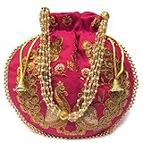 Devik Decor Indische Ethnische Potli-Tasche Damen Handtasche Geldbörse für Braut Party Hochzeit und Geschenk Design E