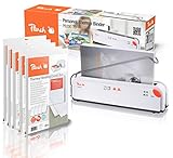 Peach PB200-70P Thermobindegerät DIN-A4 | Testsieger* | schnell startklar | nur 1 min. Bindezeit | einfachstes und schnellstes Bindesystem | inkl. 5x PBT100-14 | 5x 20 verschiedene Thermalbindemapp