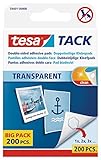 tesa doppelseitige Klebepads TACK / Transparente Klebestreifen zum Aufhängen an Wänden, Fenstern und Spiegeln / 1 x 200