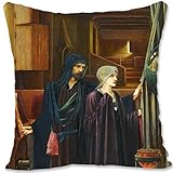 BONNIU Zierkissenhüllen mit Reißverschluss 45X45 cm Samt Kopfkissenschutzbezug Romantische Portraitbilder Kunst Dekoration - Burne-Jones - Der Zauberer EJ043