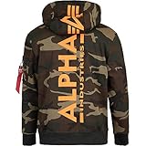 ALPHA INDUSTRIES Back Print Camo Hoody (XXL, Woodland camo)