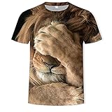 ZIXIYAWEI 3D Gedruckte T-Shirts Für Männer Herren T-Shirts Bedrucktes Tier Löwe T-Shirt Kurzarm Lustige Casual Tops T-Shirts Männliches T-Shirt Hipster Pop Shirt-XXL
