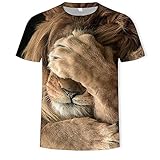 ZIXIYAWEI 3D Gedruckte T-Shirts Für Männer Herren T-Shirts Bedrucktes Tier Löwe T-Shirt Kurzarm Lustige Casual Tops T-Shirts Männliches T-Shirt Hipster Pop Shirt-XL