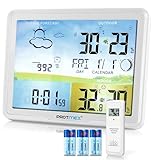 Protmex Weather Station Wireless Indoor Outdoor 29-in-1 Thermometer with 1 Sensor, Large Color Screen Weather Clock Temperature and Humidity Monitors 328ft/100m Range (Black)20