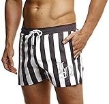 Leif Nelson Herren Sommer Badeshorts mit Taschen Männer Badehose Schwimmshorts Herren Schwimmhose-Beachshorts Jungen Strand Shorts Kurze Hosen Cargo Bermuda Chino LN92540 Schwarz Larg