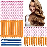 40 Stück Spiral-Lockenwickler und Wellen-Locken, keine Hitzewellen-Lockenwickler Styling-Kit Spiral-Lockenwickler mit Styling-Haken für die meisten Arten von Frisuren (30CM & 55CM)