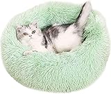 DSADDSD. Haustier Bett Katze und Hundebett Luxus Shag Pelz Donut Cuddler Runde Donut Hund Betten Indoor Kissen Cuddler, Beruhigendes Bett for Verbessert Schlaf, rutschfest, Maschinenwaschbar, grün, X