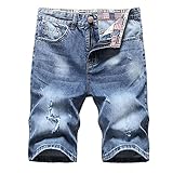 Dainzuy-Hat Herren Shorts Neu Jeans Short Herren Sommer Loose Sand Washed Hole Nostalgische Retro High Street Hosen Jeans Streetwear Strand Arbeitshose Hipster F