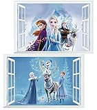 Kibi 2PCS Wandtattoo Frozen Wandtattoo Eiskönigin (Frozen) Elsa und Anna Wandsticker Frozen Disney für Kinderzimmer Living Room Removable Prinzessin Elsa Anna Wandtattoo Kinderzimmer Frozen O