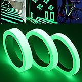 3 Stück Grün wasserdicht Fluoreszierendes Klebeband,Nachleuchtend Markierungsband Warnband,Abnehmbar Glow in the Dark Band, DIY fluoreszierender Tapete,Autoaufkleber,Bühnenmaterial.(2.5cmX3m)