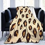 XXzhang Decken, Pflegeleicht Super Warm Fleece Blanke Bettüberwurf, Hochwertige Warme Weiche Vielseitige Sofa Tagesdecke Überwurf Gelbe Leopard Printed Decke für Schlafzimmer Wohnzimmer Couch Bett S