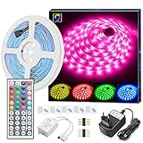 MINGER LED Strip 5m, RGB LED Lichterkette mit Farbwechsel und DIY Mode mit IR Fernbedienung, die LED Strip für Zuhause, Schlafzimmer, Küche, Tische, Party