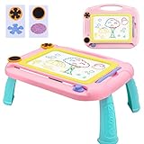 Magnetische Maltafel Zaubertafeln für Jungs Mädchen Kinder ab 3 Jahren, Pädagogische Magnettafel Bunt Löschbar Spielzeug-Geschenk mit 2 Stempeln und Stützfuß, R