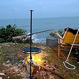 BITOWAT Grillgalgen aus Gusseisen, Universell einsetzbarer Grillrost für Feuerschalen mit 122cm Höhenverstellung und Schwenkfunktion, Schwenkgrill für alle F