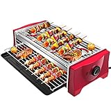 Tischgrill Elektrisch Barbecue - Rauchfreier Elektrogrill 2000W Elektro Tischgrill Grills Standgrill für Balkon Einstellbare Temperatur Grillnetz aus Edelstahl Geeignet für Drinnen Draußen Party