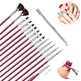 Hanyousheng Nagel Pinsel, 15 Stück Nägel Art Pinselset, Acryl Nagel Kunst Pinsel, Nagelbürste Professionell Malerei Pen für UV-Gel Salon Heimgebrauch Nagelzubehör, mit Einem Nag