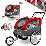 KIDIZ® 3in1 Fahrradanhänger Jogger Kinderanhänger Joggerfunktion Kinderfahrradanhänger für 1 bis 2 Kinder 5-Punkt Sicherheitsgurt inkl. Fahne und LED-Lichtern max. 70kg Fahrrad Anhänger, R