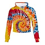 only Crop top Sweatshirt Hoodie Damen Freizeit lose Top Tie Dye 3D Digitaldruck High Waist Hoodie XS