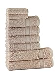 Tuiste Frottee Handtücher Set Beige | %100 Baumwolle Handtuch Set 8 Teilig | 2X Badetücher Set, 4X Handtücher, 2X Gästetücher | Basic Handtücher | Farbe : Beig